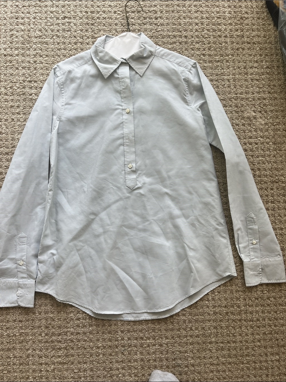 ANN MASHBURN Pale Blue Striped Long-Sleeve Dress Shirt